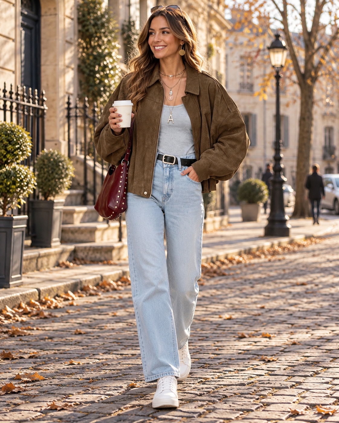 Jessebel Veste Bomber Femme – Effet Daim, Coupe Oversize Courte et Manches Chauve-Souris