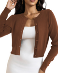 Women's Élise Cropped Cardigan – Lightweight Stretch Long-Sleeve Button-Up Knit Vest