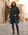 Vivienne Cappotto Donna in Lana – Cappotto Lungo a Quadri con Taglio Slim e Eleganza Senza Tempo