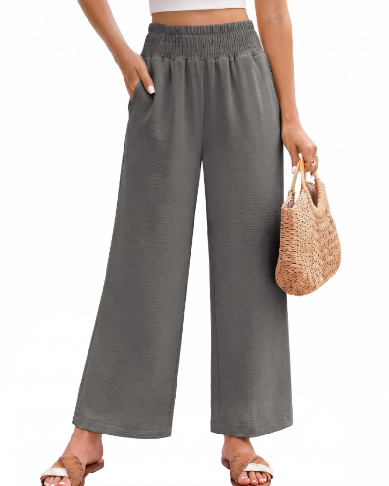 Tessa Pantalon Fluide Femme – Taille Élastique à Cordon avec Poches Style Palazzo