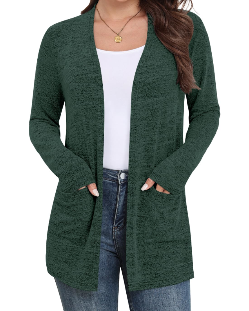 Naomi Cardigan Femme – Gilet Ouvert en Maille Douce avec Poches & Manches Longues
