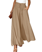 Pantalón Palazzo para mujer Brooke – Cintura alta con cordón y bolsillos, corte fluido