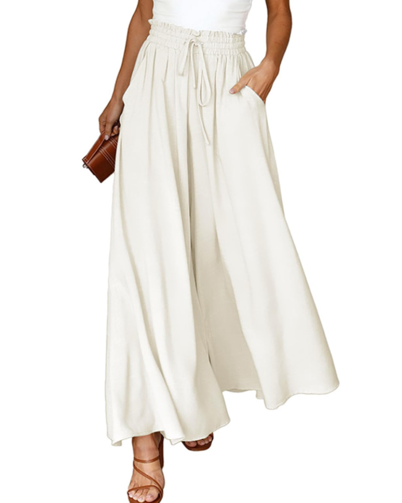 Brooke Pantalon Palazzo Femme – Taille Haute à Cordon avec Poches Coupe Fluide