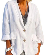 Jocelyn Blazer en Lin Femme – Veste de Tailleur Élégante à Revers avec Poches & 2 Boutons