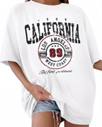 Harlow T-Shirt Oversize Femme – Haut 100 % Coton à Imprimé Slogan Col Rond Manches Courtes