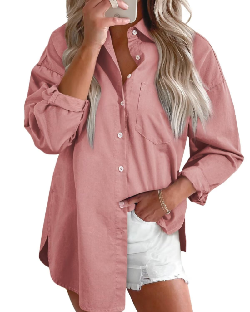 Emerson Chemise en Jean Femme – Surchemise Oversize Boutonnée à Manches Longues