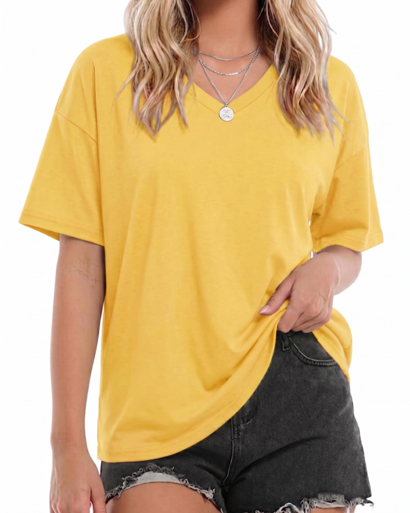 Marley T-Shirt Oversize Femme – Haut Col Rond à Fentes Latérales Coupe Ample Confortable