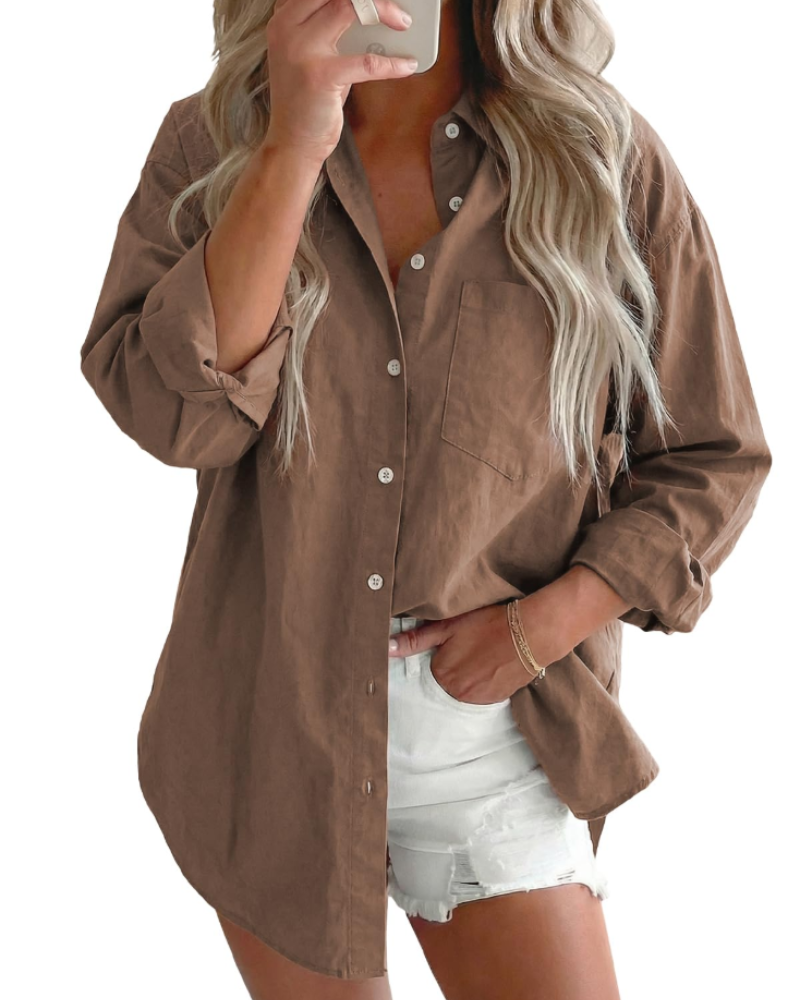 Emerson Chemise en Jean Femme – Surchemise Oversize Boutonnée à Manches Longues
