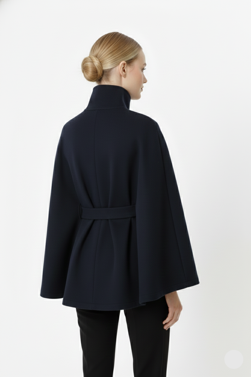 Adeline Abrigo de Lana para Mujer – Abrigo Largo con Cuello Alto, Cinturón Desmontable y Corte Elegante
