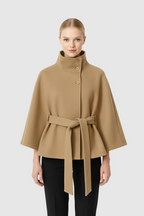 Adeline Cappotto Donna in Lana – Cappotto Lungo con Collo Alto, Cintura Rimovibile e Taglio Elegante