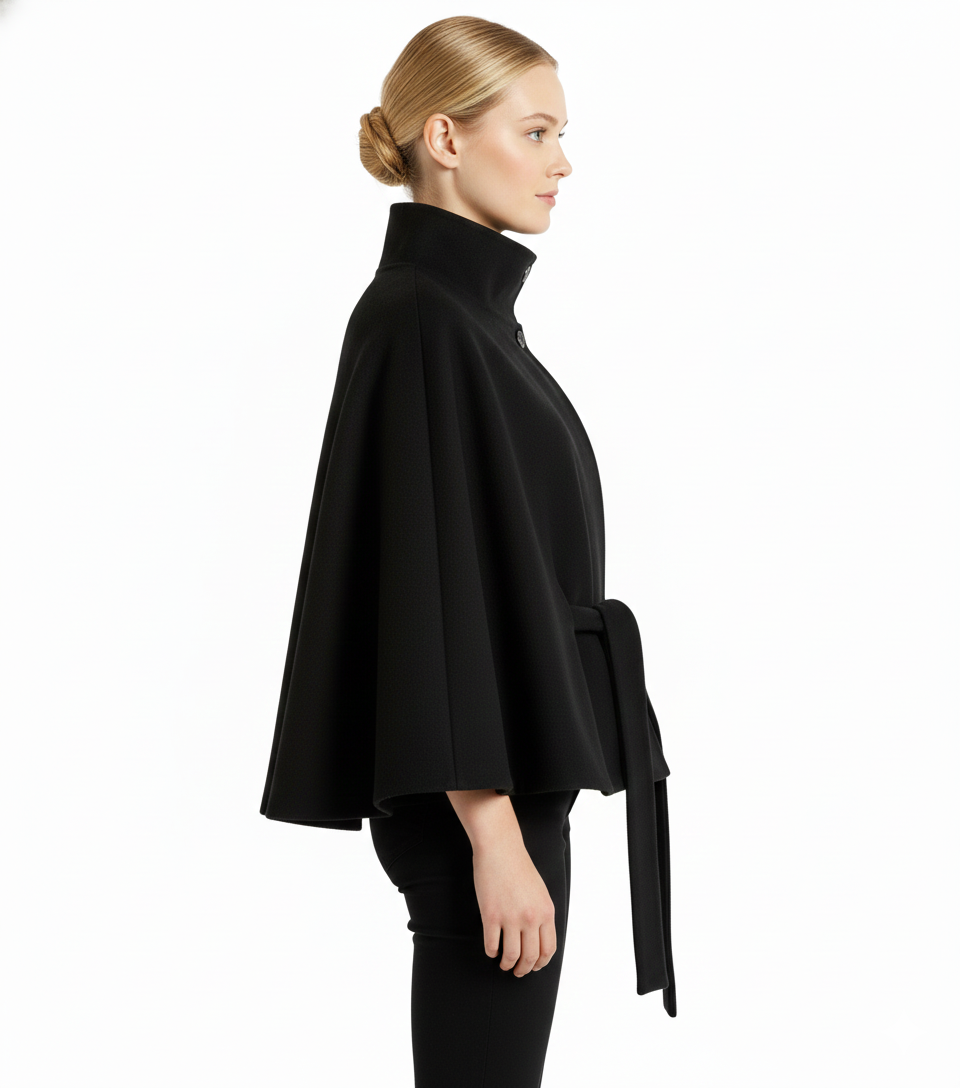 Adeline Abrigo de Lana para Mujer – Abrigo Largo con Cuello Alto, Cinturón Desmontable y Corte Elegante