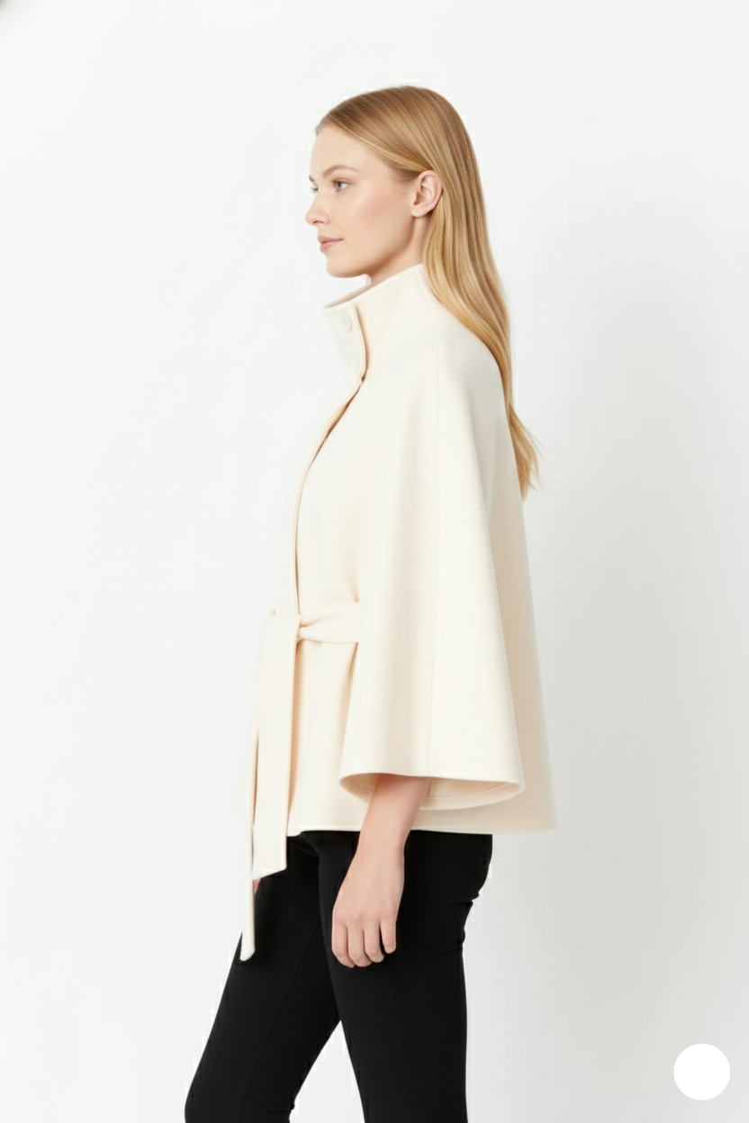 Adeline Abrigo de Lana para Mujer – Abrigo Largo con Cuello Alto, Cinturón Desmontable y Corte Elegante
