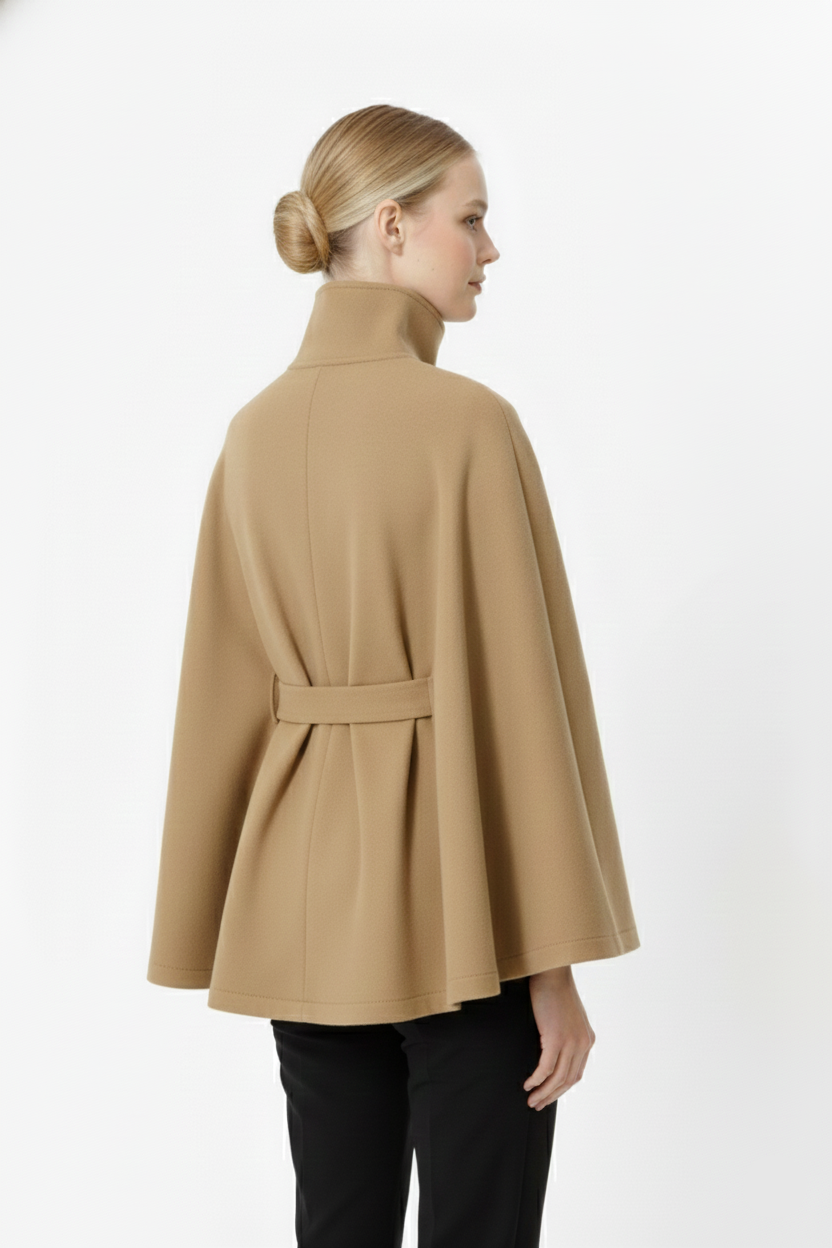 Adeline Abrigo de Lana para Mujer – Abrigo Largo con Cuello Alto, Cinturón Desmontable y Corte Elegante