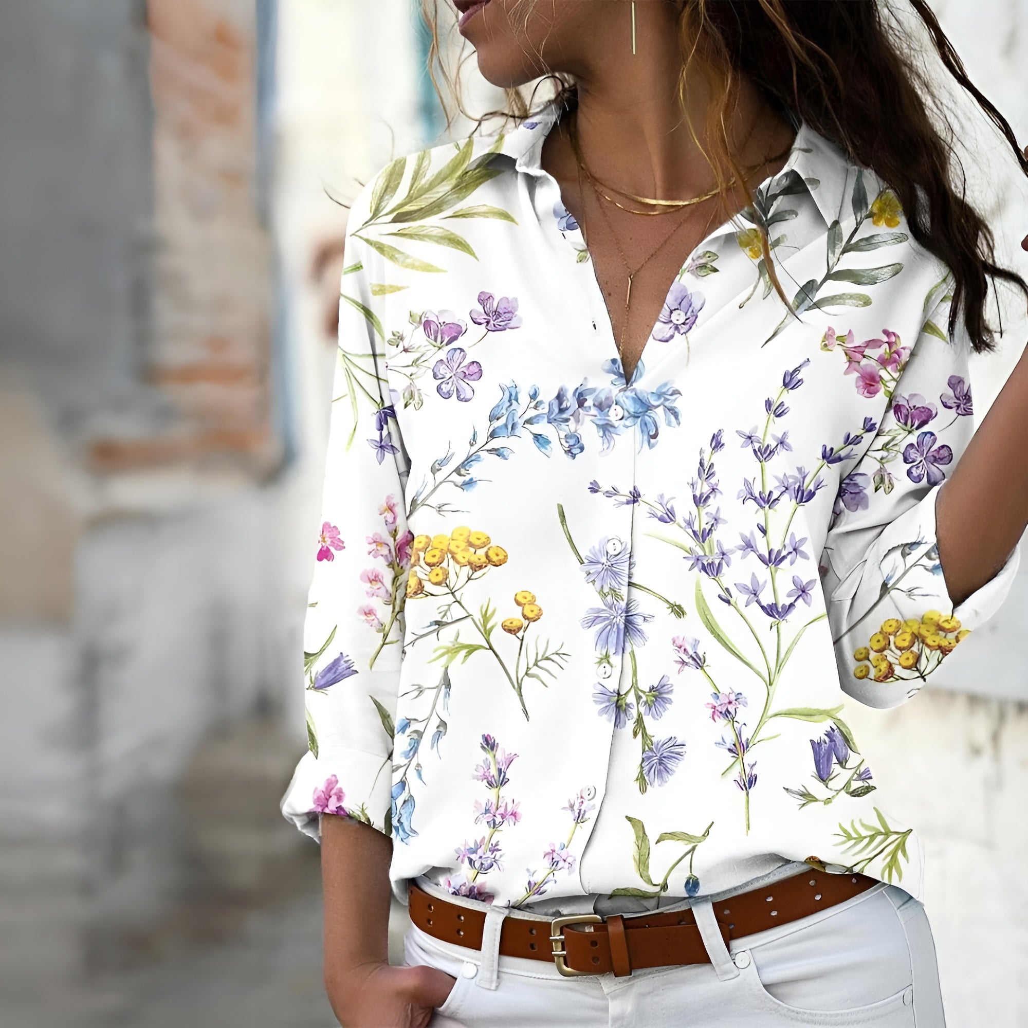 Séréna Blouse Femme – Blouse Fluide à Imprimé Élégant avec Coupe Ample & Tissu Respirant