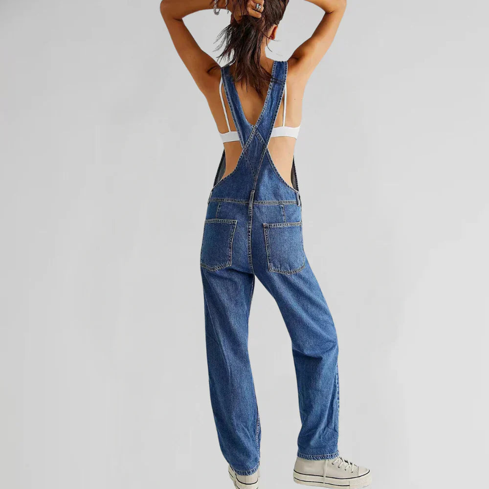 Nolwenn Combinaison en Jean Femme – Combinaison Denim Élégante avec Coupe Cintrée et Fermeture Boutonnée