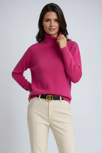 Jersey Bethany de cuello alto cálido para mujer – Tejido suave con cuello alto y corte clásico atemporal
