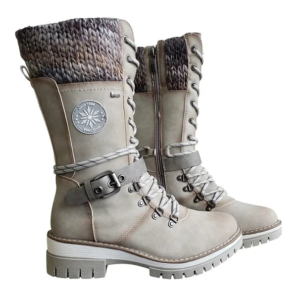 Emma Women's Tall Boots – Lace-up Winter Boots with Warm Lining and Zipper Closure