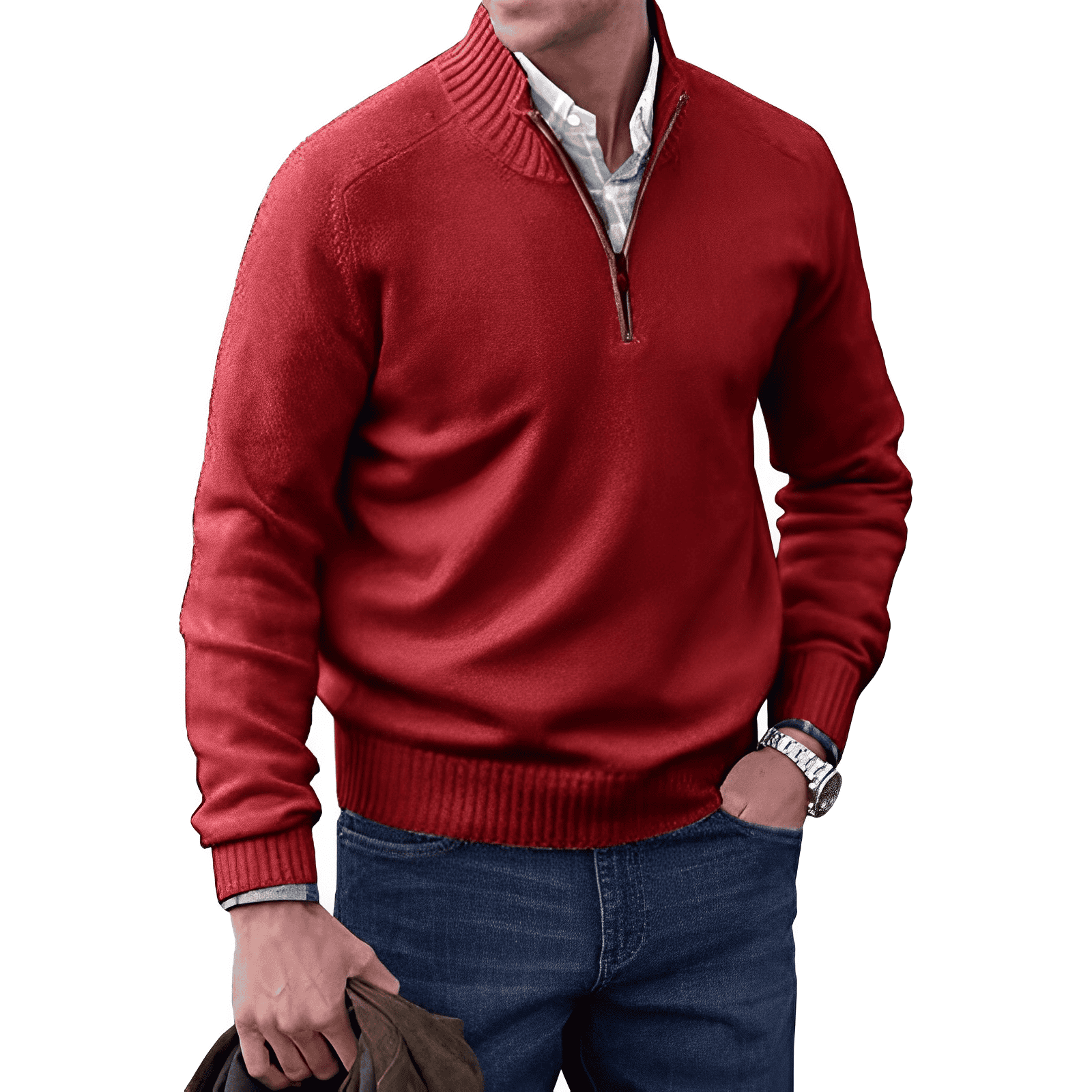 Jack Men's Jumper – Half-Zip Soft Knit Jumper with Stand-Up Collar and Modern Fit