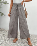 Ashley Pantalon Large Femme – Taille Haute Élégante avec Coupe Fluide et Imprimé Chic