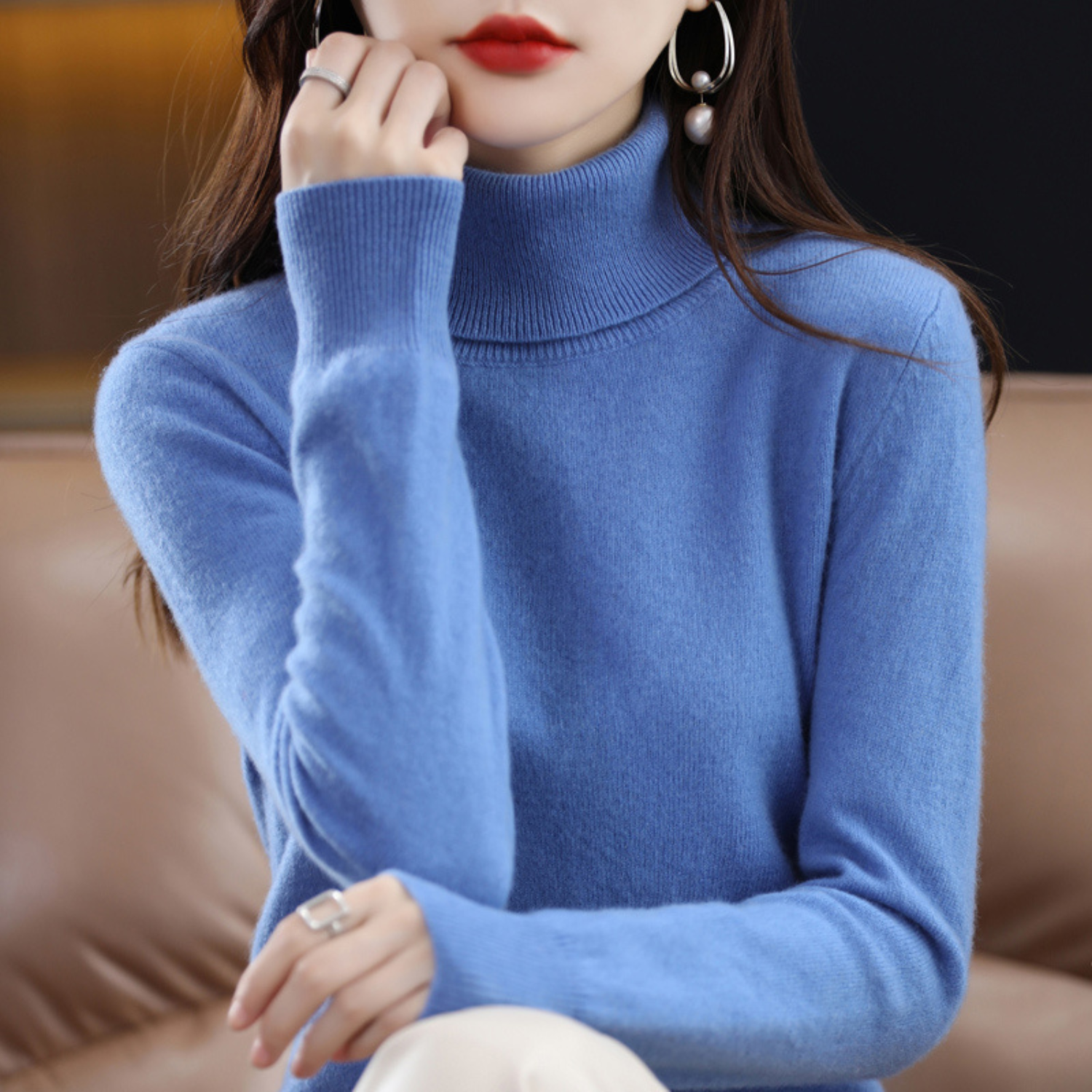 Olivia Women's Cashmere Turtleneck Sweater – Soft and Elegant 100% Premium Cashmere Sweater