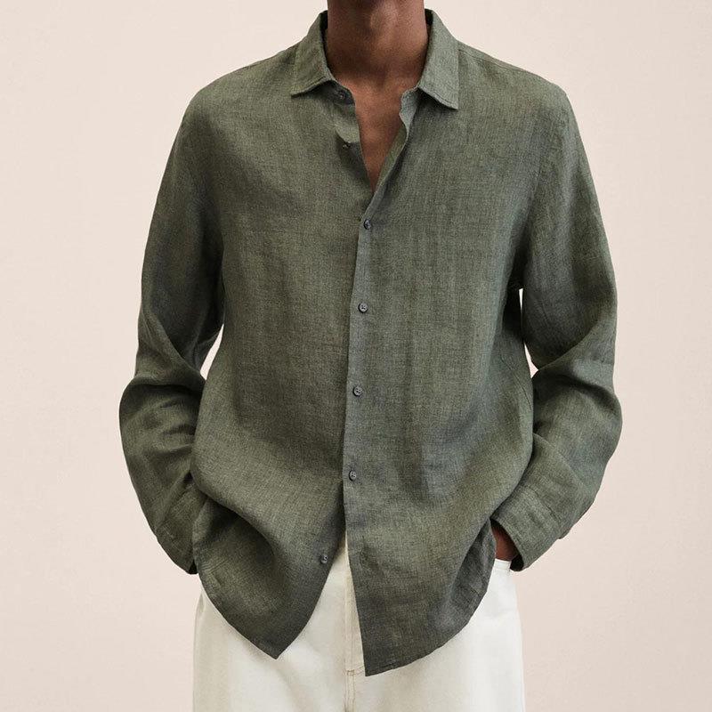 Hunter Chemise Homme en Lin – Chemise Élégante à Manches Longues en Lin Respirant