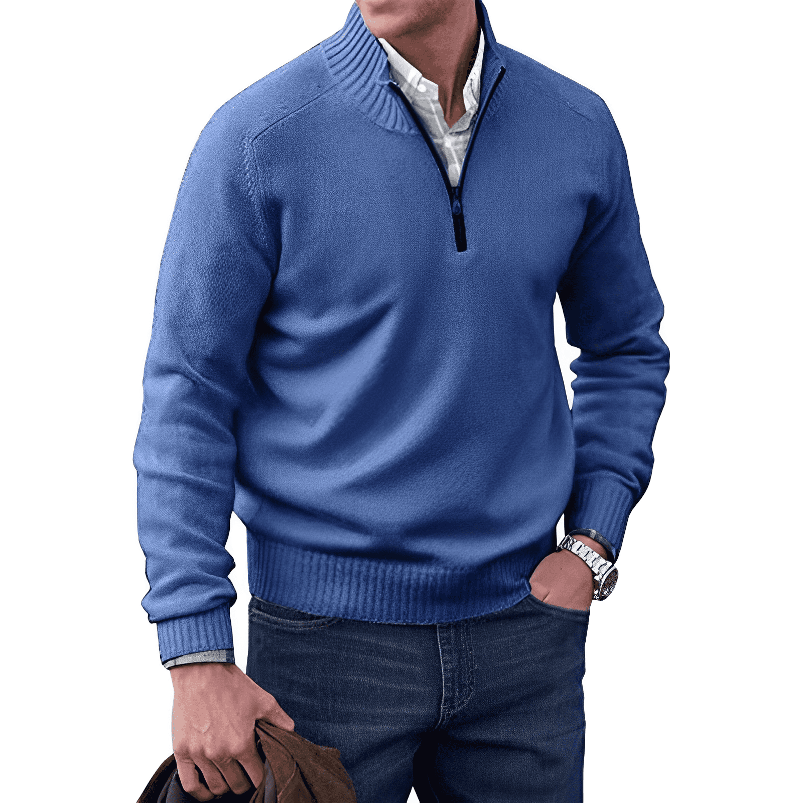 Jack Men's Jumper – Half-Zip Soft Knit Jumper with Stand-Up Collar and Modern Fit
