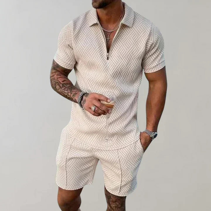 Nathan Conjunto de Verano para Hombre – Conjunto de Algodón y Lino Transpirables, Ligero y Elegante