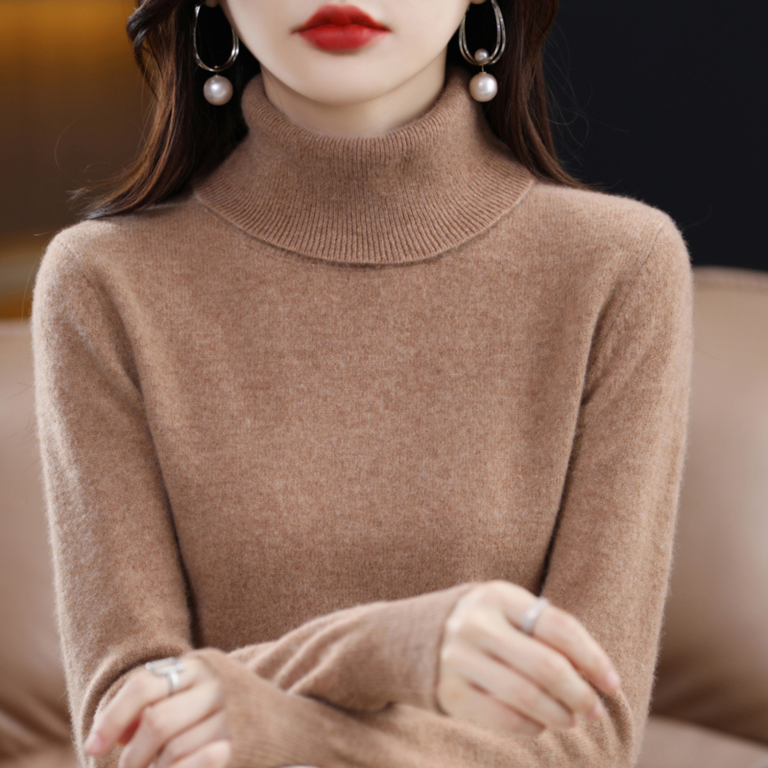 Olivia Women's Cashmere Turtleneck Sweater – Soft and Elegant 100% Premium Cashmere Sweater