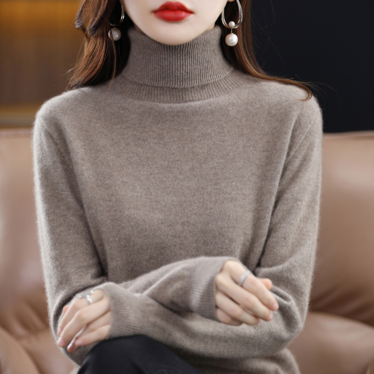 Olivia Women's Cashmere Turtleneck Sweater – Soft and Elegant 100% Premium Cashmere Sweater