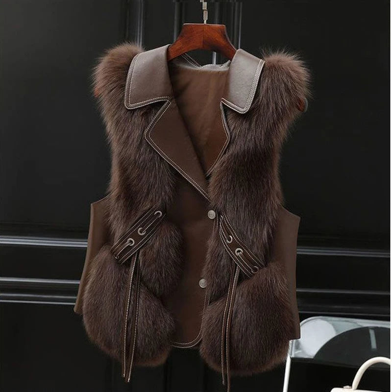 Kelsey Women's Faux Fur Vest – Elegant Vest with Adjustable Fit & Soft Lining
