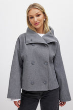 Isolde Cappotto Corto Donna – Giacca Elegante a Doppio Petto con Taglio Strutturato e Calore Confortevole