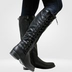 Karen Bottes Hautes Femme en Cuir – Bottes Lacées Élégantes avec Doublure Chaude & Semelle Antidérapante
