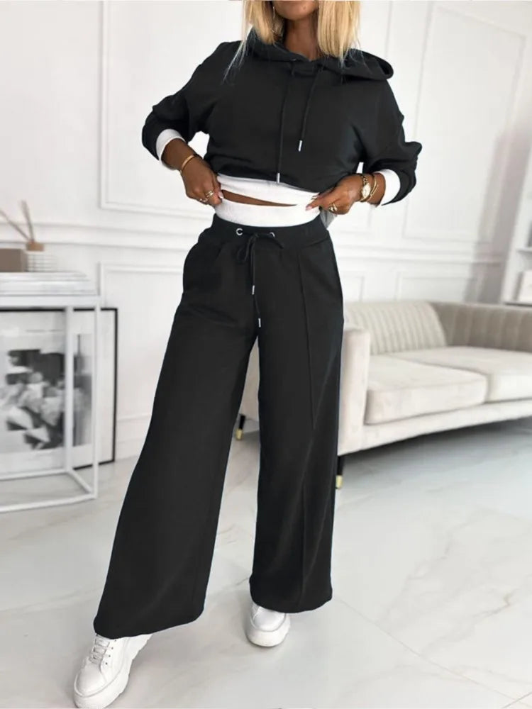 Olivia Ensemble Femme 2 Pièces – Tenue Décontractée Ample avec Haut à Manches Courtes et Pantalon