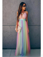 Lauren Abito Lungo Donna – Abito Elegante con Sfumature Arcobaleno per un Look Estivo Femminile