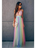 Lauren Women's Long Dress – Elegant Rainbow Gradient Dress for a Feminine Summer Look