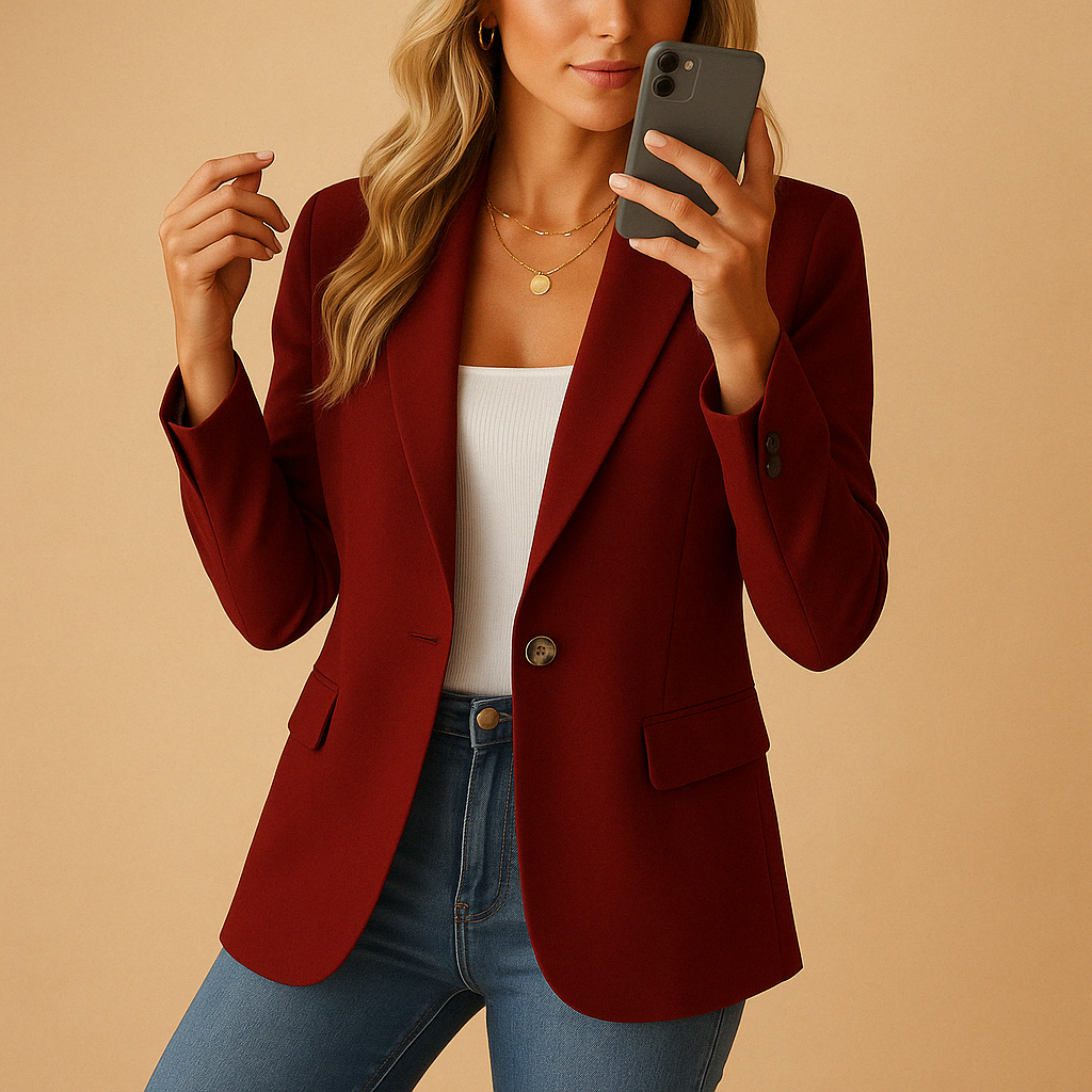 Claire Blazer Femme Cintré – Blazer Élégant en Tissu Stretch avec Coupe Structurée