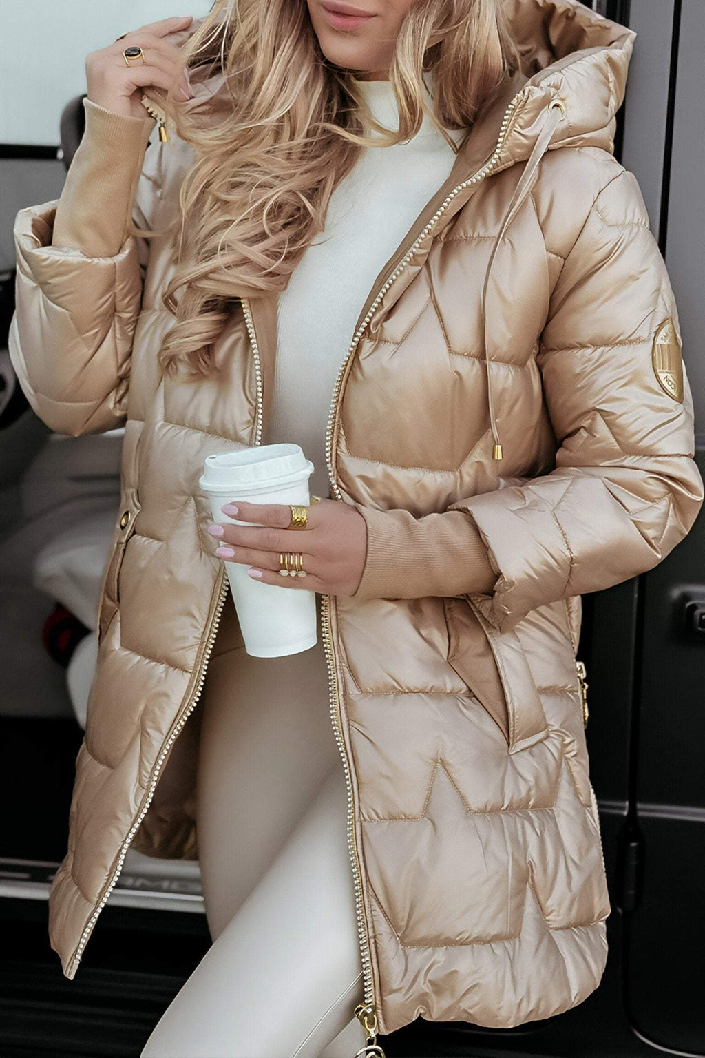 Noémie Cappotto Donna con Cappuccio – Giacca Autunnale in Cotone Misto, Calda ed Elegante