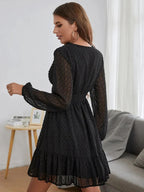 Aurélie Vestito Donna a Pois – Abito Fit & Flare Fluido con Maniche Lunghe e Taglio Elegante
