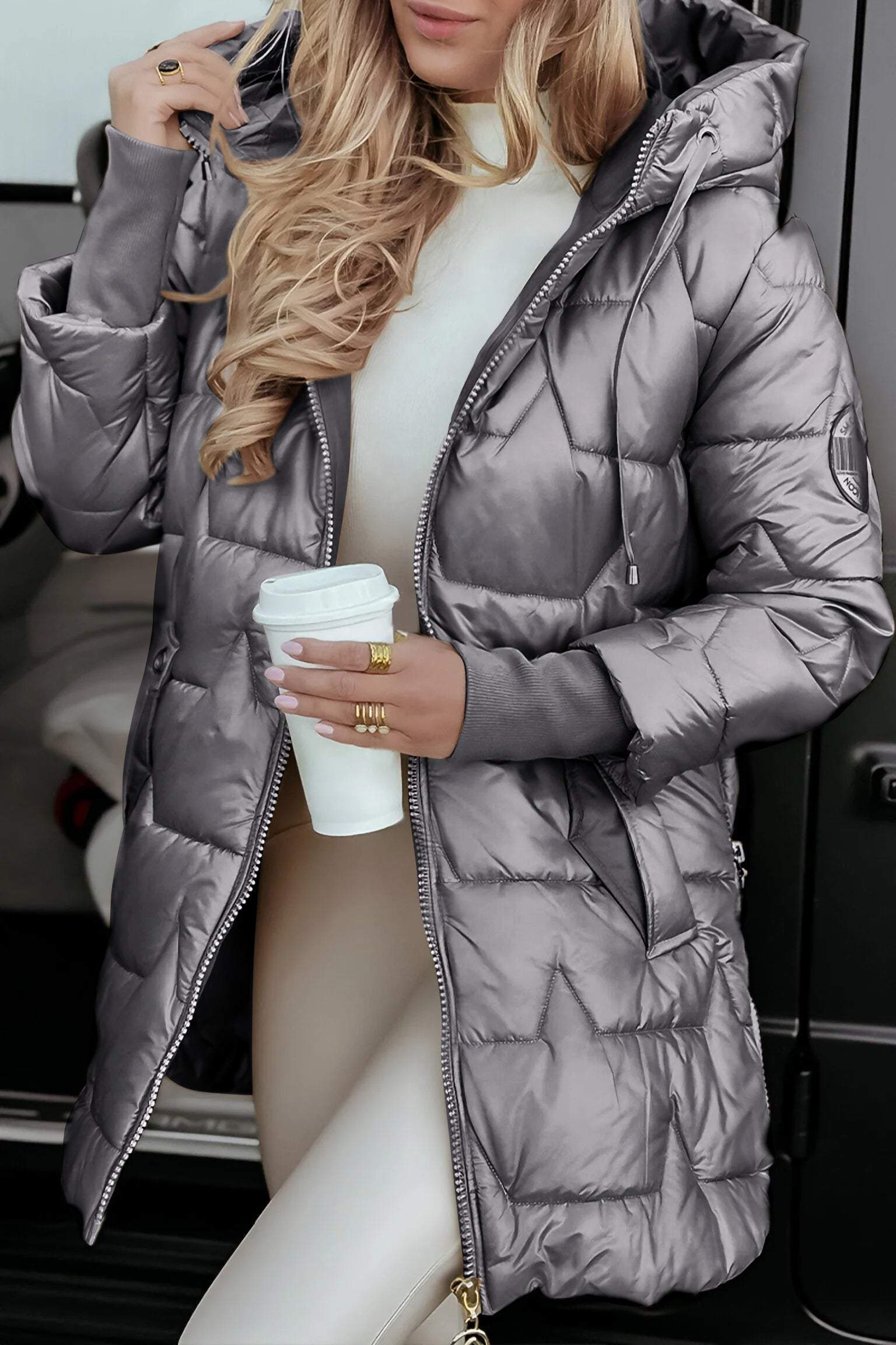 Noémie Manteau Femme à Capuche – Veste d’Automne en Coton Mélangé, Chaude & Élégante