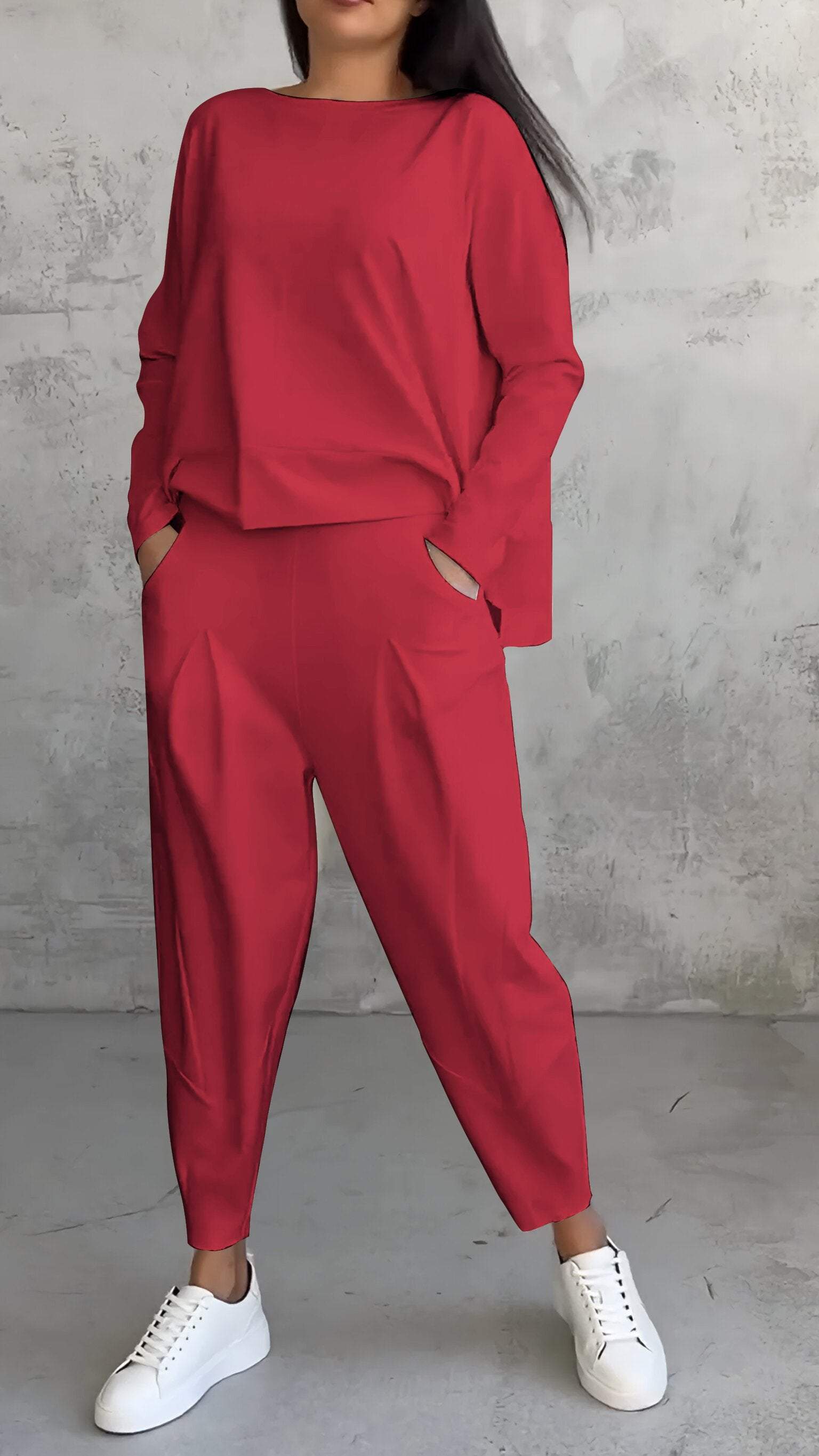 Morgan Ensemble Femme – Ensemble Élégant à Col Rond en Spandex Extensible & Confort Moderne