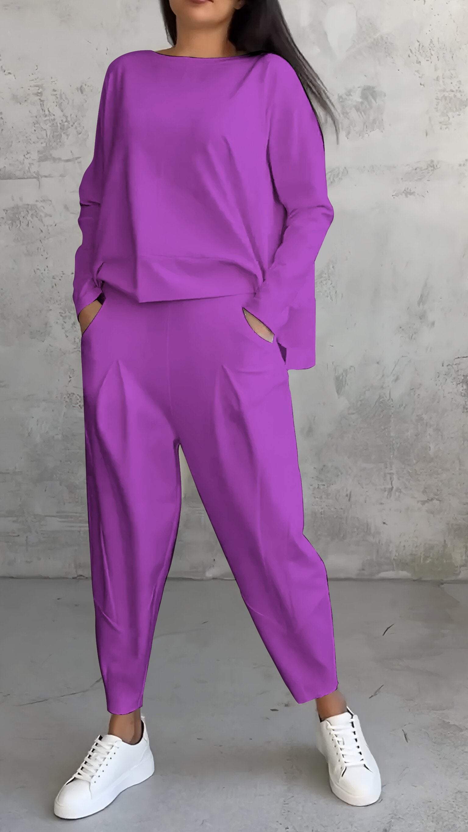 Morgan Ensemble Femme – Ensemble Élégant à Col Rond en Spandex Extensible & Confort Moderne