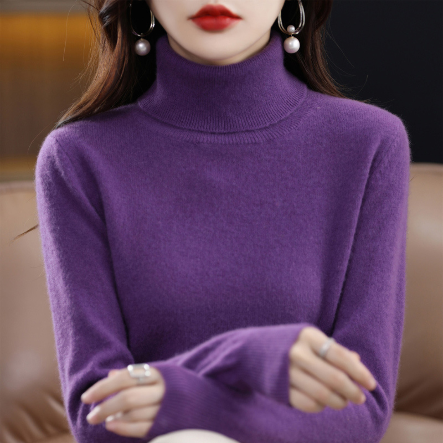Olivia Women's Cashmere Turtleneck Sweater – Soft and Elegant 100% Premium Cashmere Sweater