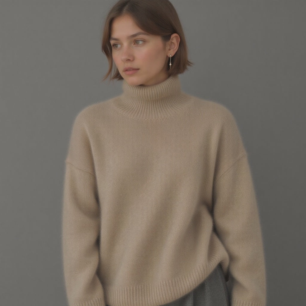 Madison Pull Femme en Cachemire – Pull Col Roulé Oversize 100 % Cachemire Doux et Élégant