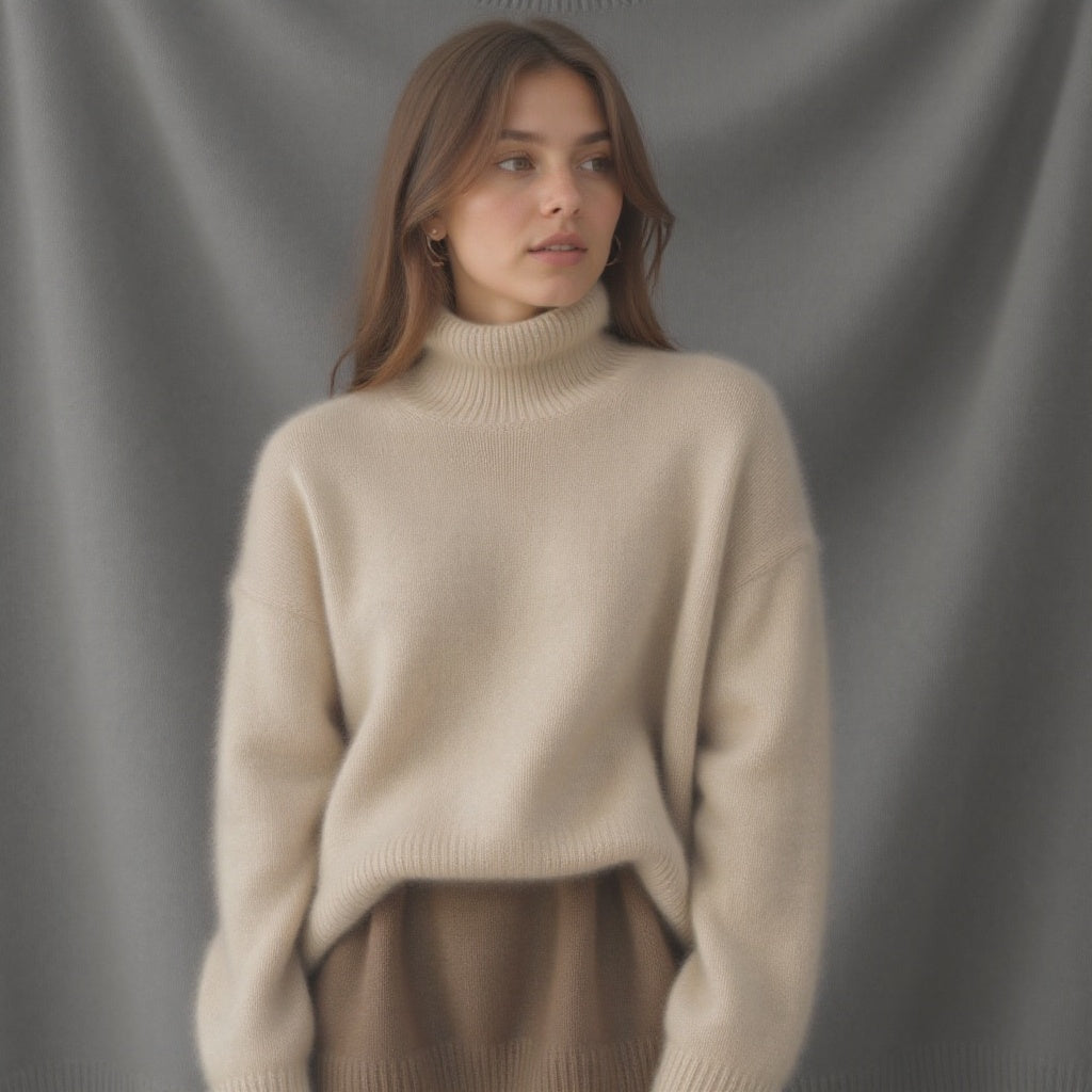 Madison Women's Cashmere Sweater – Soft and Stylish 100% Cashmere Oversized Turtleneck Sweater