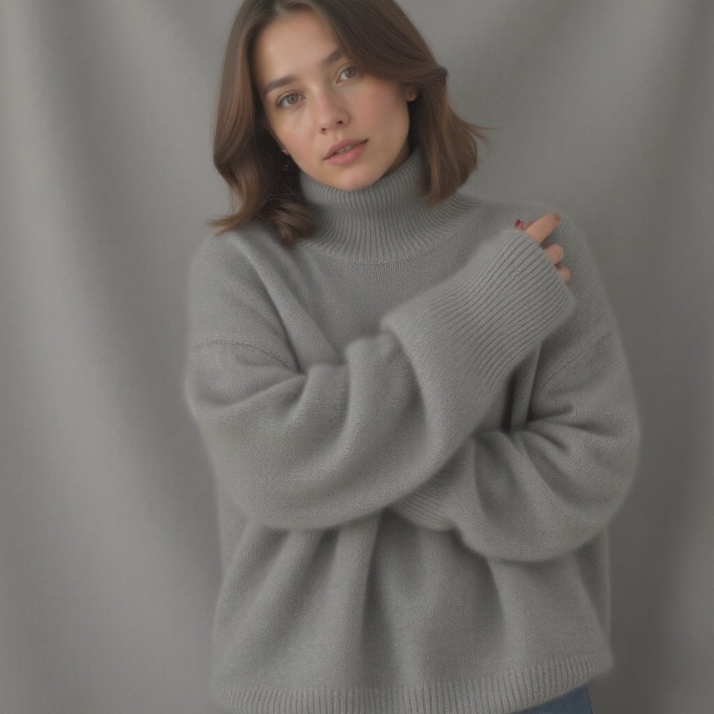 Madison Women's Cashmere Sweater – Soft and Stylish 100% Cashmere Oversized Turtleneck Sweater