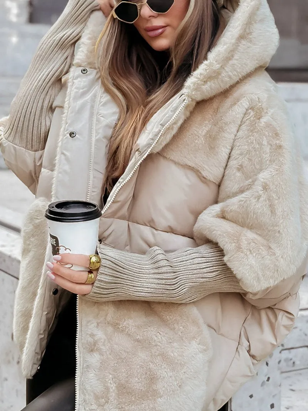 Heather Doudoune Hiver Femme – Manteau Matelassé Chaud avec Poignets Tricot & Col Élégant