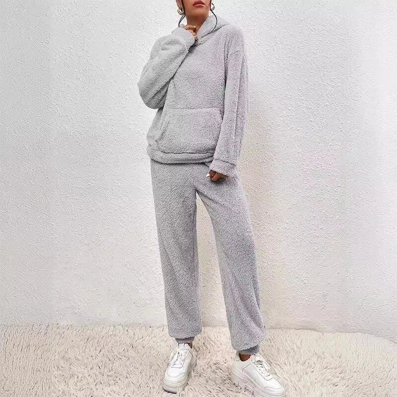 Sarah Women's Set – Soft Fleece Pyjama Set with Hoodie & Loose Trousers for Winter