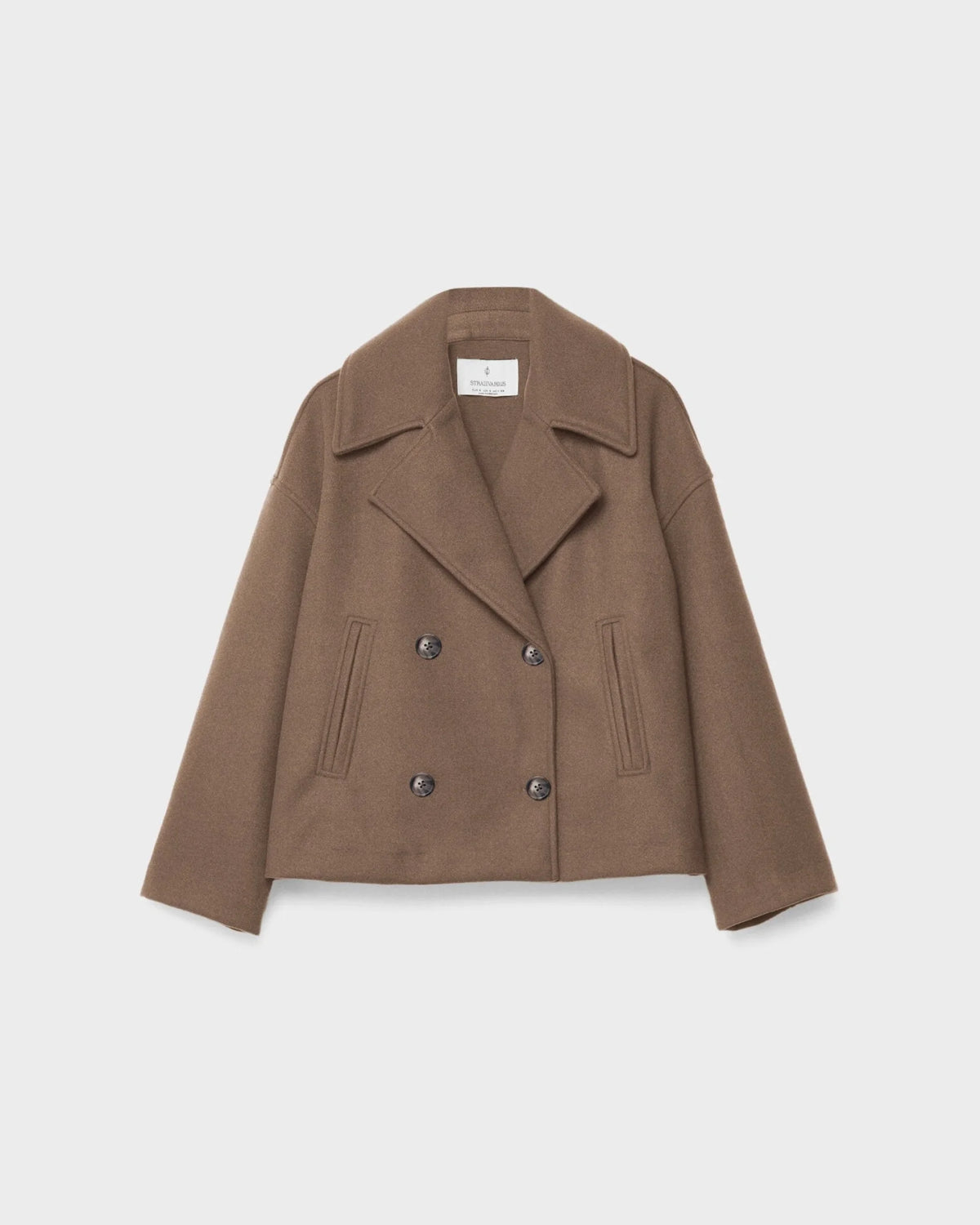 Amélie Veste Femme – Veste Courte Croisée en Laine avec Revers Élégants & Style Hivernal Chic