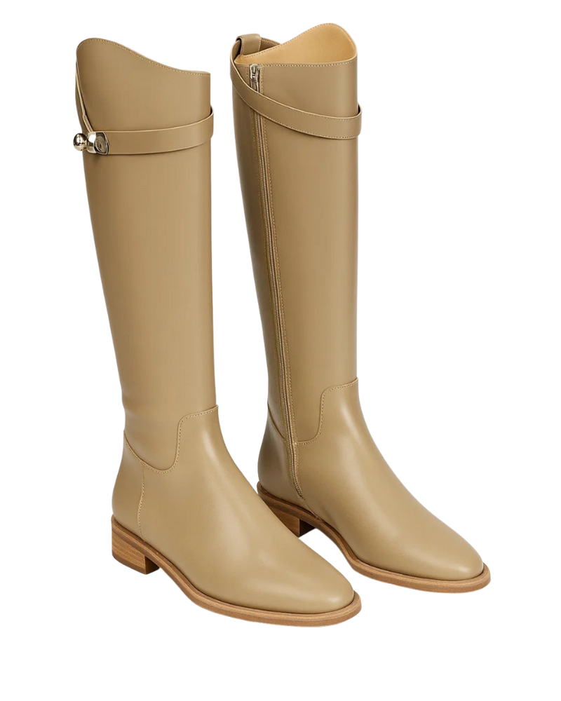 Kimberly Women's Under the Knee Boots - Elegant Low Heel Boots with Side Zipper Closure