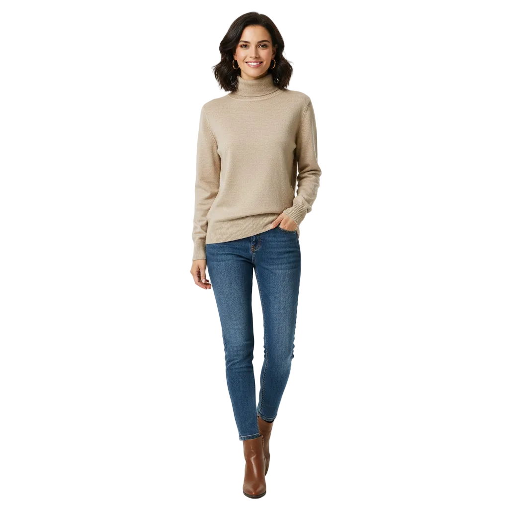 Kimberly Turtleneck Sweater for Women – Soft Cashmere Sweater with a Slim and Elegant Fit